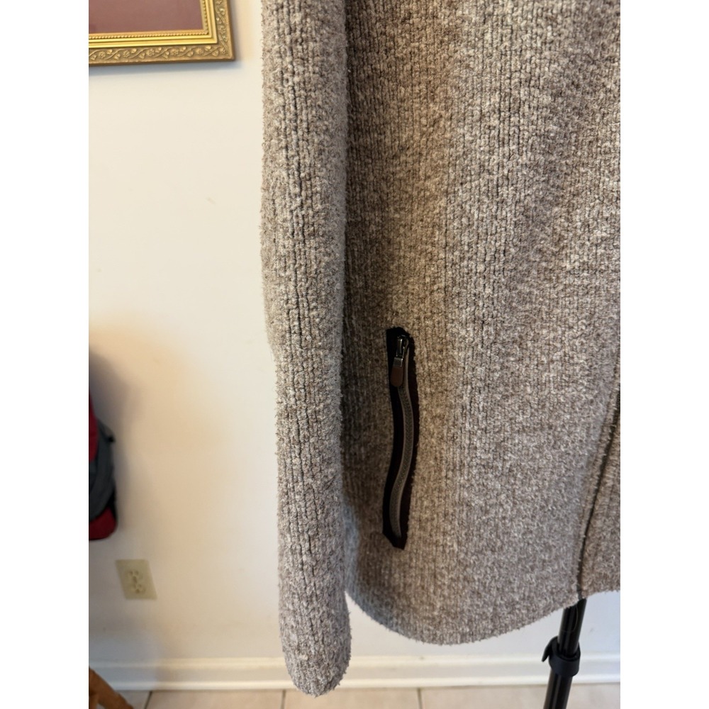 Orvis Sweater Mens Medium Beige Full Zip Mock Neck Knit Jacket Fleece Lined - Picture 4 of 10